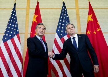 US Secretary of State Antony Blinken (R) shakes hands with China's Foreign Minister Wang Yi during a meeting in Nusa Dua on the Indonesian resort island of Bali on July 9, 2022. (Photo by Stefani Reynolds / POOL / AFP)