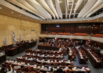 This picture shows a general view of a plenum session and vote on the state budget at the Knesset (Israeli parliament), in Jerusalem on November 3, 2021. (Photo by AHMAD GHARABLI / AFP) (Photo by AHMAD GHARABLI/AFP via Getty Images)