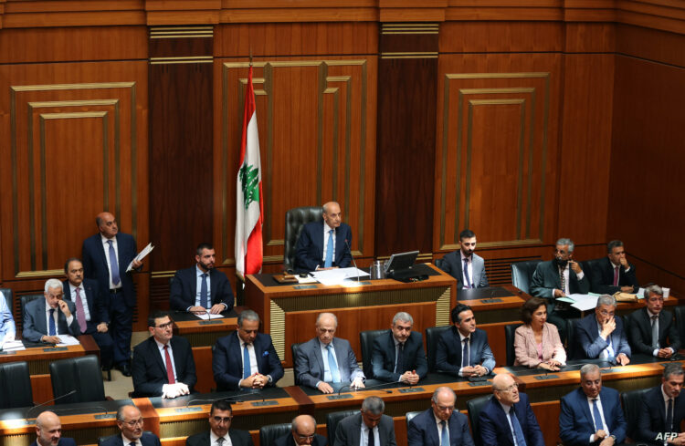 Lebanon's parliament speaker Nabih Berri presides over the first session of the newly-elected assembly at its headquarters in the capital Beirut on May 31, 2022. (Photo by ANWAR AMRO / AFP)