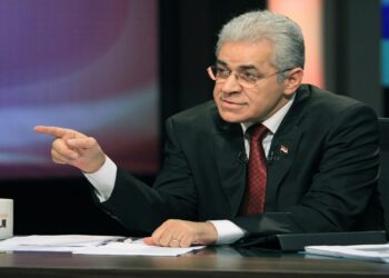 A picture taken in Cairo on May 8, 2014 shows Egyptian leftist presidential candidate Hamdeen Sabbahi as he speaks during a television interview with TV presenters Khayri Ramadan (not seen) and Mgdy el-Galad (not seen). Sabbahi faces an uphill battle in the May 26-27 poll against Abdel Fattah al-Sisi, the hugely popular former army chief who overthrew Islamist president Mohamed Morsi last July.  AFP PHOTO / STR        (Photo credit should read -/AFP/Getty Images)