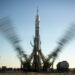 This NASA  handout photo shows the Soyuz TMA-11M rocket, adorned with the logo of the Sochi Olympic Organizing Committee and other related artwork, seen in this long exposure photograph, as the service structure arms are raised into position at the launch pad on November 5, 2013, Baikonur Cosmodrome in Kazakhstan. Launch of the Soyuz rocket is scheduled for November 7 and will send Expedition 38 Soyuz Commander Mikhail Tyurin of Roscosmos, Flight Engineer Rick Mastracchio of NASA and Flight Engineer Koichi Wakata of the Japan Aerospace Exploration Agency on a six-month mission aboard the International Space Station. AFP PHOTO/NASA/BILL INGALLS = RESTRICTED TO EDITORIAL USE - MANDATORY CREDIT "AFP PHOTO / NASA / BILL INGALLS" - NO MARKETING NO ADVERTISING CAMPAIGNS - DISTRIBUTED AS A SERVICE TO CLIENTS= (Photo by BILL INGALLS / NASA / AFP)