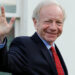 Former Senator Joe Lieberman waves as he leaves after a meeting with President Donald Trump for candidates for FBI director at the White House in Washington, U.S., May 17, 2017. REUTERS/Yuri Gripas