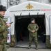 Russian Army servicemen stand near a mobile recruiting center, during an exhibition of military hardware used in the course of the Russia-Ukraine conflict, as it arrived on a train promoting the Russian army, in Rostov-on-Don, Russia March 3, 2024. REUTERS/Sergey Pivovarov