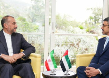 Iranian Foreign Minister Hossein Amir-Abdollahian meets with UAE Foreign Minister Abdullah bin Zayed in Cape Town, South Africa, June 2, 2023. Iran's Foreign Ministry/WANA (West Asia News Agency)/Handout via REUTERS ATTENTION EDITORS - THIS PICTURE WAS PROVIDED BY A THIRD PARTY