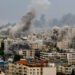 A general view shows smoke as it rises following Israeli strikes in Gaza, October 9, 2023. REUTERS/Mohammed Salem