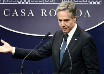 U.S. Secretary of State Antony Blinken attends a joint press conference with Argentina's Foreign Minister Diana Mondino, at the Casa Rosada Presidential Palace, in Buenos Aires, Argentina February 23, 2024. REUTERS/Agustin Marcarian