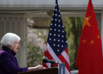 U.S. Treasury Secretary Janet Yellen attends a press conference in Beijing, China April 8, 2024. REUTERS/Florence Lo
