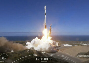 In this image from video provided by SpaceX, South Korea launches its first military spy satellite from Vandenberg Space Force Base, Calif., Friday, Dec. 1, 2023. Using SpaceX's Falcon 9 rocket, it was the first of five spy satellites South Korea plans to send into space by 2025 under a contract with SpaceX. The launch took place a little over a week after North Korea claimed to put its own spy satellite into orbit for the first time as tensions rise between the rivals. (SpaceX via AP)