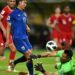 Singapore's goalkeeper Hassan Sunny (R) tries to save the ball from Thailand's Suphanat Mueanta (2nd L) during the 2026 FIFA World Cup AFC qualifiers football match between Thailand and Singapore at Rajamangala Stadium in Bangkok on June 11, 2024. (Photo by MANAN VATSYAYANA / AFP)