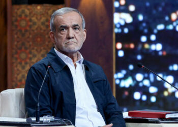 This handout photo made available by the Islamic Republic of Iran Broadcasting (IRIB) on June 17, 2024 shows presidential candidate Masoud Pezeshkian during a debate at the Iran State television studio in Tehran. Six candidates, mostly conservatives, were approved by Iran for the June 28 election to replace president Ebrahim Raisi, who was killed in a helicopter crash. (Photo by MORTEZA FAKHRINEJAD / IRIB / AFP) / RESTRICTED TO EDITORIAL USE - MANDATORY CREDIT "AFP PHOTO / HO / IRIB" - NO MARKETING NO ADVERTISING CAMPAIGNS - DISTRIBUTED AS A SERVICE TO CLIENTS  /NO RESALE/ NO ACCESS ISRAEL MEDIA/PERSIAN LANGUAGE TV STATIONS/ OUTSIDE IRAN/ STRICTLY NO ACCESS BBC PERSIAN/ VOA PERSIAN/ MANOTO-1 TV/ IRAN INTERNATIONAL/RADIO FARDA /