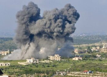 Smoke billows from the site of an Israeli airstrike on the southern Lebanese village of Majdel Zoun, on April 15, 2024, amid ongoing cross-border tensions as fighting continues between Israel and Palestinian Hamas militants in the Gaza Strip. (Photo by AFP)