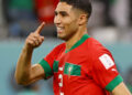 Soccer Football - FIFA World Cup Qatar 2022 - Round of 16 - Morocco v Spain - Education City Stadium, Al Rayyan, Qatar - December 6, 2022 Morocco's Achraf Hakimi celebrates after scoring the winning penalty during the penalty shootout as Morocco progress to the quarter finals REUTERS/Matthew Childs