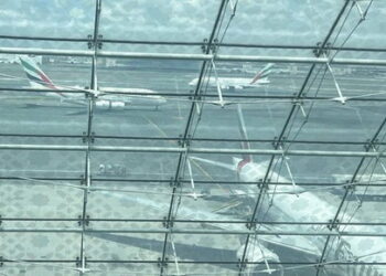 Emirates Airlines planes are seen on the runway before take off at the Dubai International Airport, in Dubai, United Arab Emirates, April 17, 2024. REUTERS/Ahmed Jadallah