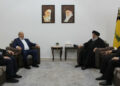Lebanon's Hezbollah leader Sayyed Hassan Nasrallah meets with top Hamas official Khalil Al-Hayya in this handout picture obtained by Reuters on July 5, 2024, Lebanon. Hezbollah Media Office/Handout via REUTERS. ATTENTION EDITORS - THIS IMAGE WAS PROVIDED BY A THIRD PARTY. NO RESALES. NO ARCHIVES.