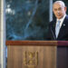 Israeli Prime Minister Benjamin Netanyahu speaks at the state memorial for Zionist leader Zeev Jabotinsky at Mount Herzl Military Cemetery in Jerusalem, on August 4, 2024. (Photo by Naama Grynbaum / POOL / AFP)