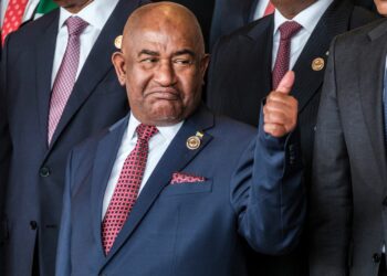 President of the Comoros and newly elected Chairperson of the African Union (AU) Azali Assoumani gestures during the 36th Ordinary Session of the Assembly of the African Union (AU) at the Africa Union headquarters in Addis Ababa on February 18, 2023. (Photo by EDUARDO SOTERAS / AFP) (Photo by EDUARDO SOTERAS/AFP via Getty Images)