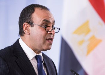 Egyptian Ambassador in Germany, Badr Abdelatty, before handing over a more than 5000 years old Egyptian vessel the Department for Foreign Affairs in Berlin, Germany, 4 March 2016. Customs duty officers had found the vessel together with other objects at the German-Swiss border in 2009. (Photo by Emmanuele Contini/NurPhoto) (Photo by NurPhoto/NurPhoto via Getty Images)