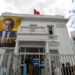 A poster of imprisoned presidential candidate Ayachi Zammel is displayed at the entrance of his electoral headquarters on September 16, 2024, in Tunis, ahead of presidential election. Tunisian presidential candidate Ayachi Zammel was placed in custody shortly after being released from pretrial detention on suspicion of forging ballot signatures, his lawyer said on Friday. Zammel, 43, is one of only two candidates approved by the electoral authority, ISIE, to challenge President Kais Saied in the October 6 poll. (Photo by FETHI BELAID / AFP)