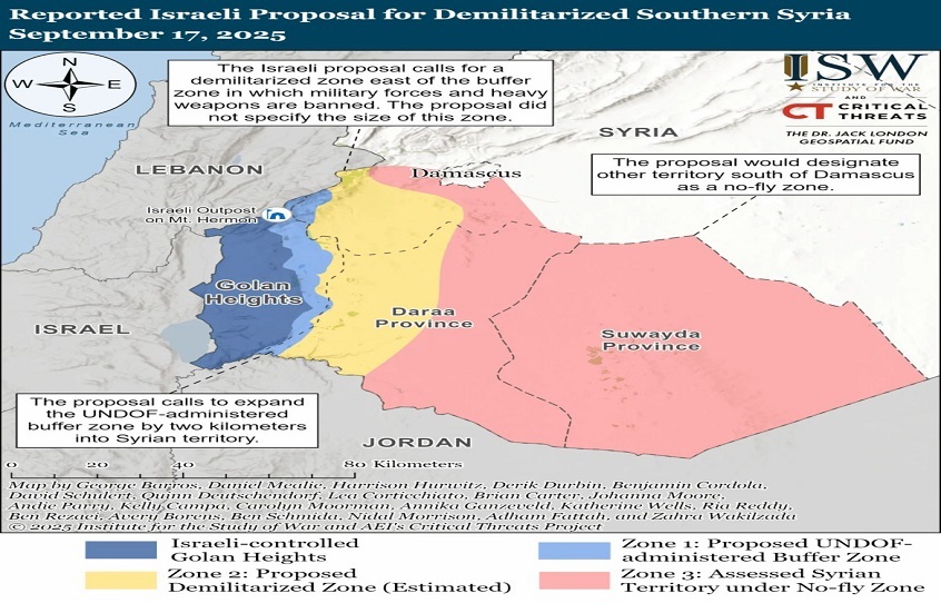 معهد أمريكي ينشر خريطة الترتيبات الأمنية في جنوب سوريا قبيل اتفاق محتمل مع إسرائيل 2026