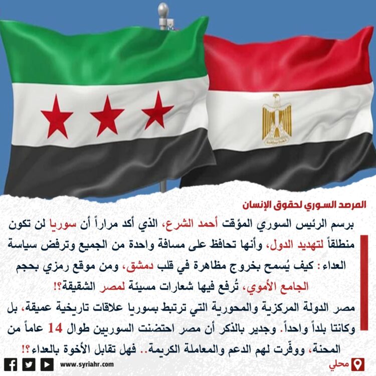 غضب سوري من تظاهرات ضد مصر في دمشق 2025