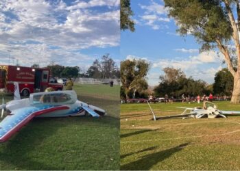 تحطم طائرة صغيرة في حديقة مزدحمة بكاليفورنيا وإصابة امرأة 2025