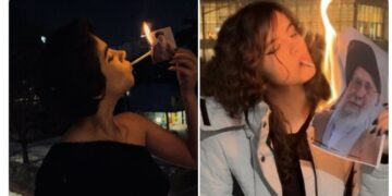 «سيجارة الحرية» من لهب «صورة المرشد خامنئي»… أيقونة نسائية جديدة تشعل فتيل الثورة في إيران "فيديو" 2026