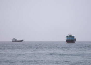 Vessels at the Strait of Hormuz, as seen from Musandam, Oman, July 17, 2026. REUTERS/Stringer