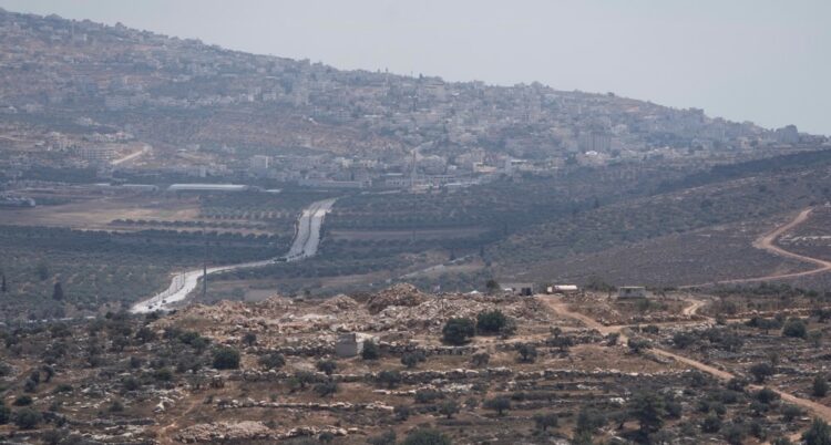 An Israeli settlers' newly established outpost, right in the lands of West Bank town of Qabalan, southeast of Nablus, Saturday, July 4, 2026. (AP Photo/Majdi Mohammed)